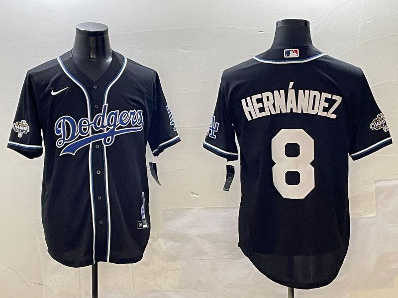 Men Los Angeles Dodgers #8 Hernandez Black Fashion Game 2025 Nike MLB Jersey style 30610